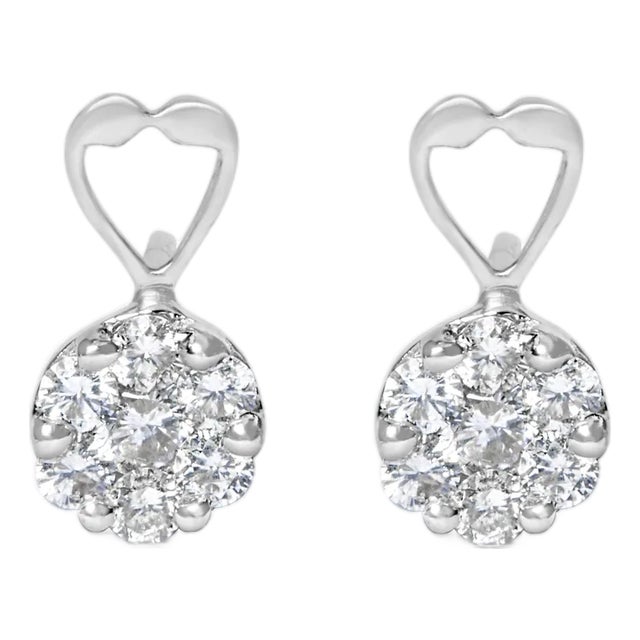 14K White Gold 1 1/4 cttw Round Cut Diamond Earrings (H-I, I1-I2) For Sale