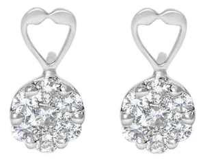 14K White Gold 1 1/4 cttw Round Cut Diamond Earrings (H-I, I1-I2)