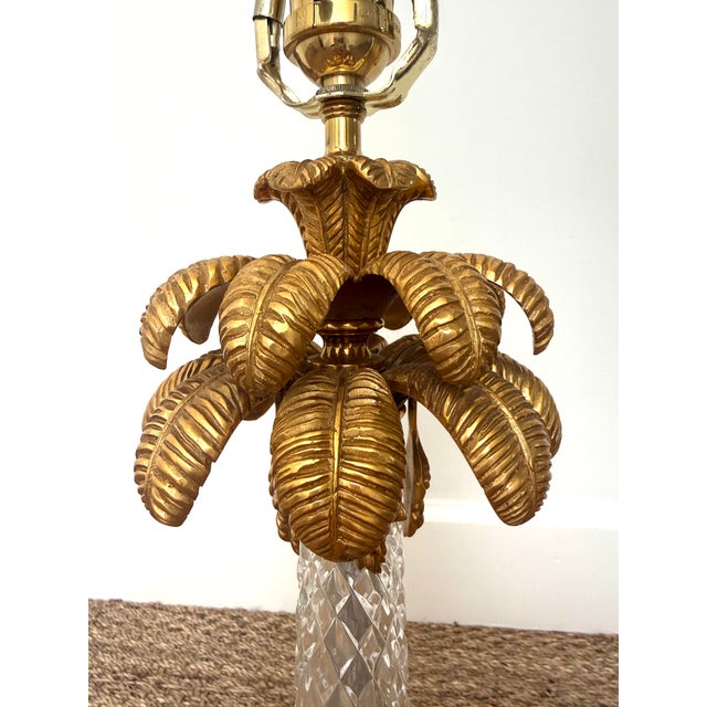 Italian Rock Crystal Bronze Dore Palm Tree Table Lamp For Sale In Miami - Image 6 of 11