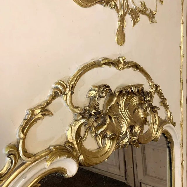 19th Century French Louis XIV Painted Trumeau For Sale - Image 9 of 12