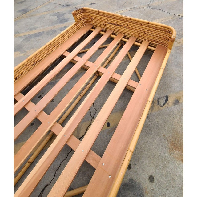 Wood Vintage Full Size Stacked Rattan Bed Frame by Seven Seas For Sale - Image 7 of 8