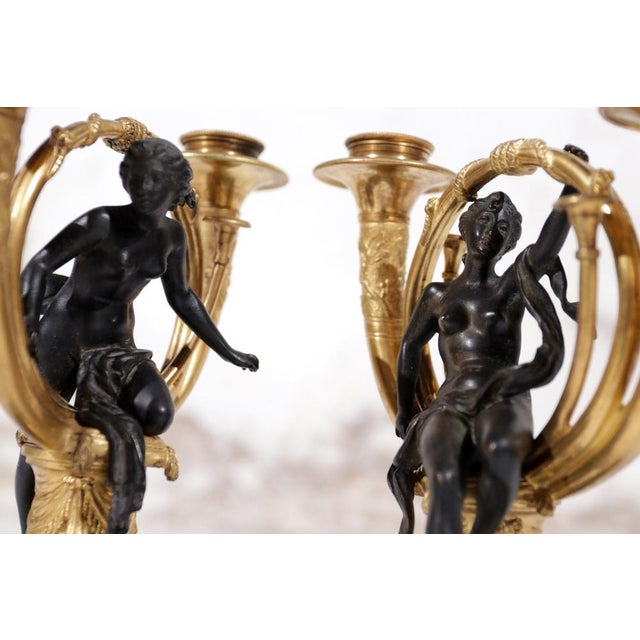 Antique French Empire Gilt Bronze Two-Light Candelabra, 1820, Set of 2 For Sale - Image 4 of 18