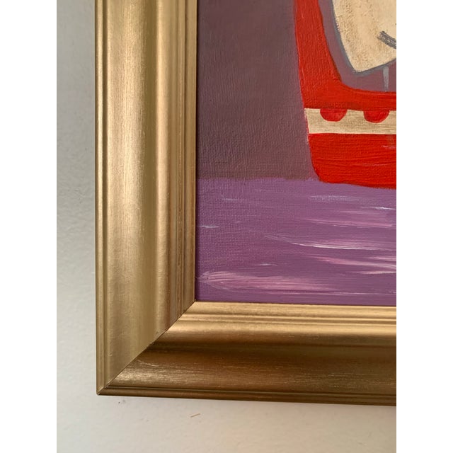 Traditional Contemporary Impressionist Style Seascape Painting on Canvas, Framed For Sale - Image 3 of 3