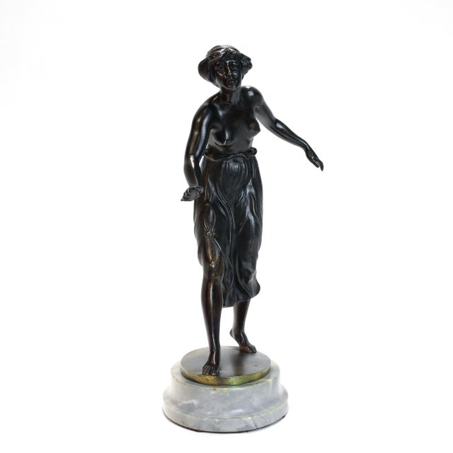 Metal Antique C. Rochlitz "Tänzerin" (Dancer) Bronze Sculpture, Circa 1920 For Sale - Image 7 of 14