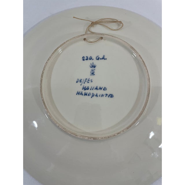 Blue Vintage Mid 20th Century Blue and White Faience Delft Plate For Sale - Image 8 of 13