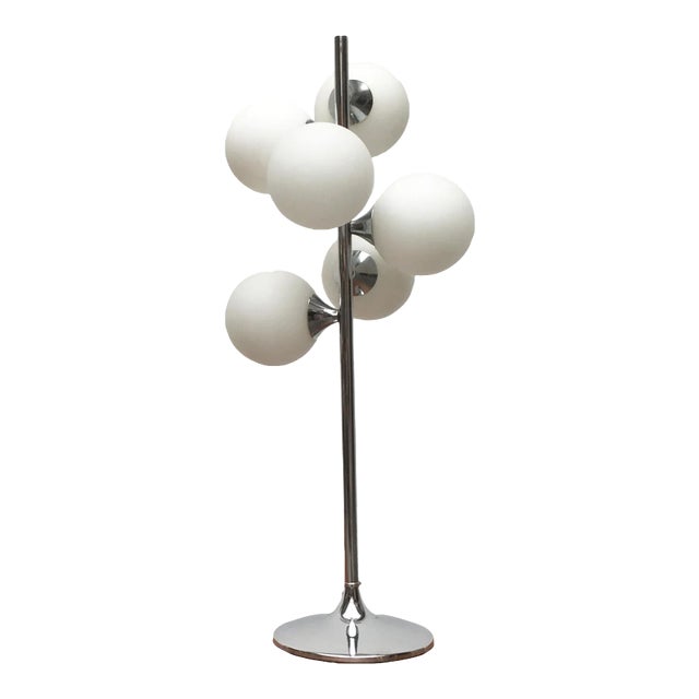 Vintage Space Age Glass & Metal Table Lamp, 1970s For Sale