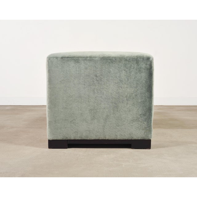 Verdigris Modern Sage Green Mohair Chaise Longue Daybed on Ebonized Base For Sale - Image 8 of 18