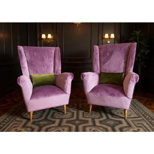 1950s Vintage Mauve Armchairs, 1950s, Set of 2 For Sale - Image 5 of 5