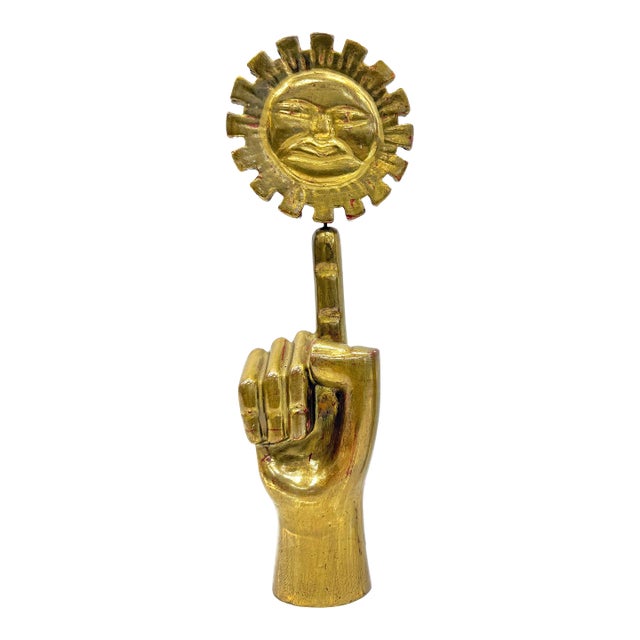 1970s Pedro Friedeberg, Mano Sol (Rare Giltwood Sculpture) For Sale