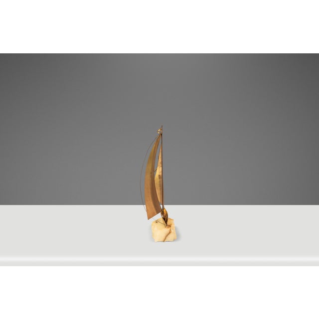 1960s Mid-Century Modern Brass & Quartz Sailboat Sculpture by Jere DeMott, Usa, C. 1960's For Sale - Image 5 of 16