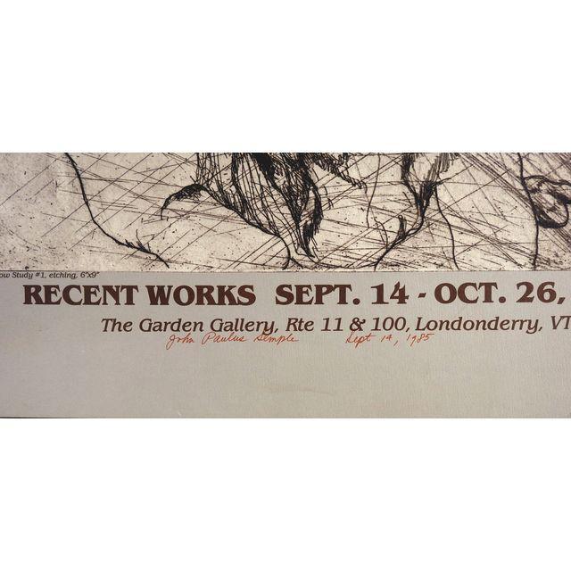 John Paulus Semple gallery showing poster Cow Study #1, signed by the artist, 1985. Unframed, edge wear, corner spot.