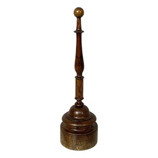 Italian Round Doorstop in Turned Wood, 1930s For Sale