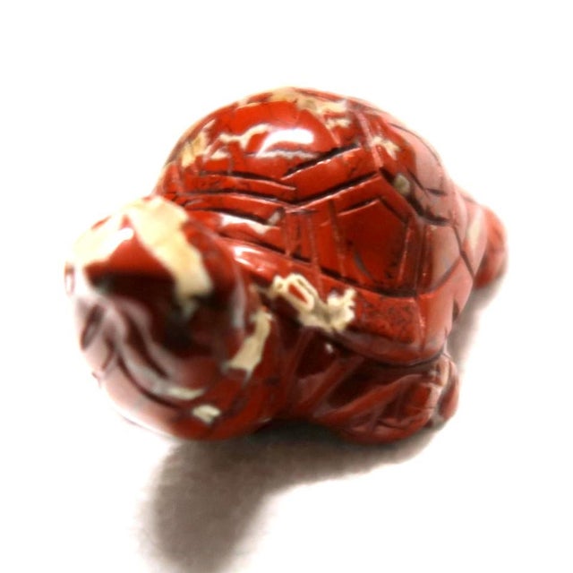 Early 21st Century Miniature Red and White Turtle - Hand Carved From Natural Brecciated Jasper For Sale - Image 5 of 6