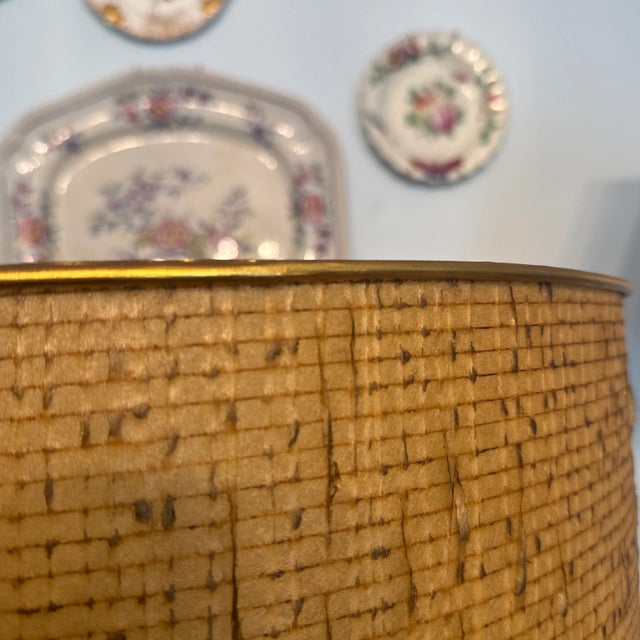 Mid 20th Century Mid 20th Century Tan Textured Drum Lampshade For Sale - Image 5 of 12