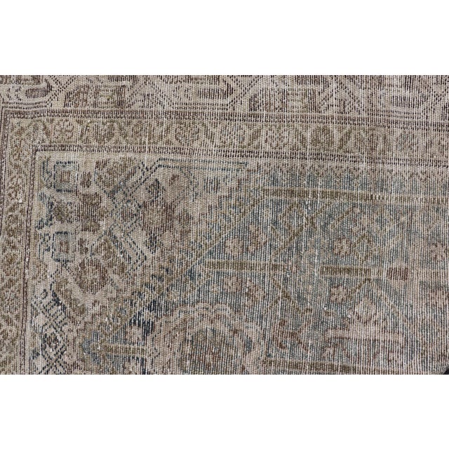 Long Antique Persian Malayer Runner in Gray, Blue, Green With All-Over Design For Sale - Image 12 of 13
