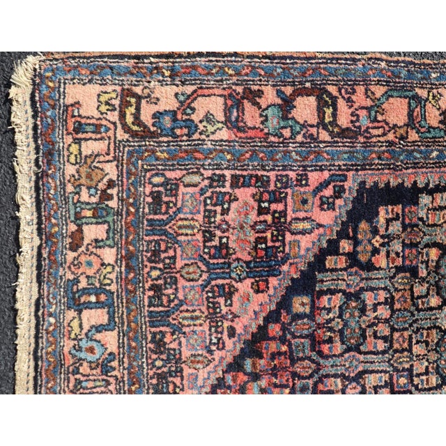 Textile Antique Bibiakabad Rug With Layered Medallion and Geometric Design in Background For Sale - Image 7 of 12