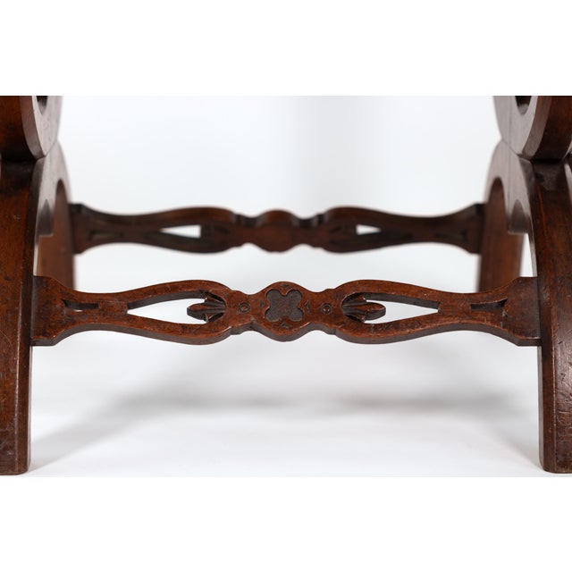 Brown Carved Walnut Curule-Form Stool, French, Circa 1830 For Sale - Image 8 of 12