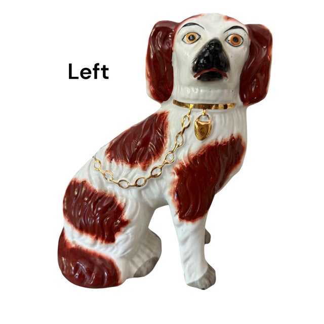Staffordshire Vintage Staffordshire Ware English Spaniel Dogs 8" Tall - A Pair For Sale - Image 4 of 14