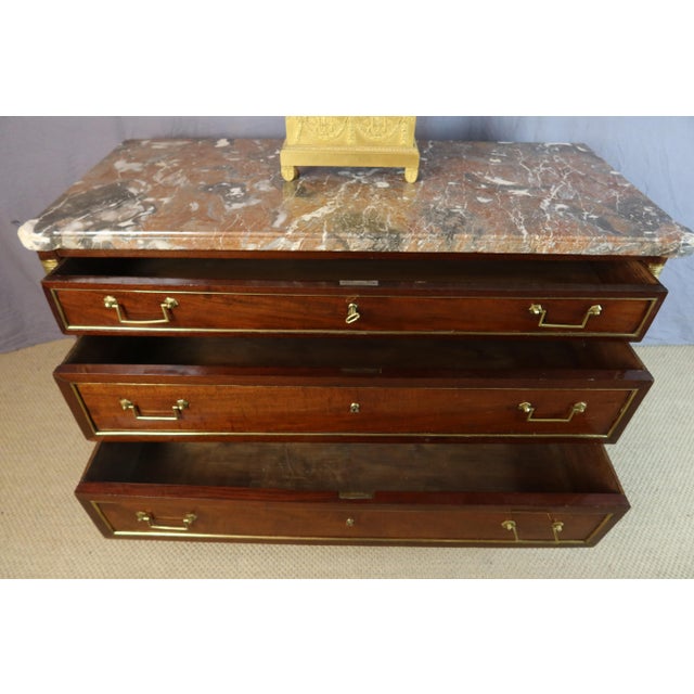 Tan Louis XVI Tan Commode with Marble Top For Sale - Image 8 of 12