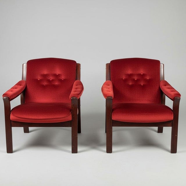 Brown Vintage Nordic Red Chairs, 1970s, Set of 2 For Sale - Image 8 of 8