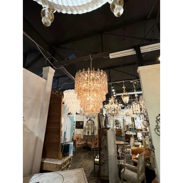 Modern Murano Poliheder Waterfall Chandelier For Sale - Image 3 of 7