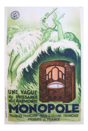 1934 French Art Deco Poster, Radio Monopole