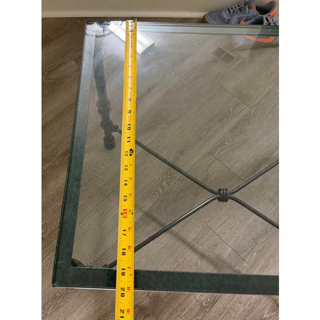 Vintage Sculptural Iron Side Table After Giacometti Verdigris Finish For Sale - Image 4 of 7