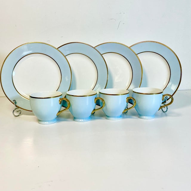 Hollywood Regency Vintage Coastal Hollywood Regency Ralph Lauren Hampton’s Tea Luncheon Plates, Cups - Set of 8 For Sale - Image 3 of 15