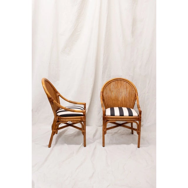 1970s Bamboo Chairs with Caned Backrests, 1970s, Set of 4 For Sale - Image 5 of 7