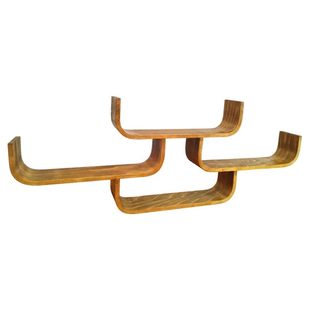 Czechoslovak Bent Plywood Shelf attributed to Ludvik Volak for Drevopodnik Holesov, 1960s For Sale