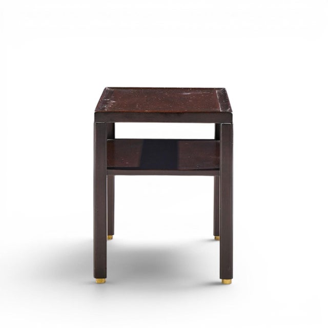 Mid 20th Century Edward Wormley for Dunbar Mid Century Mahogany and Brass Side End Tables - Pair For Sale - Image 5 of 12