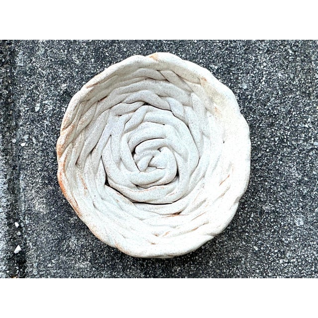 Vintage Boho Twisted Glazed Ceramic Bowl For Sale - Image 4 of 6