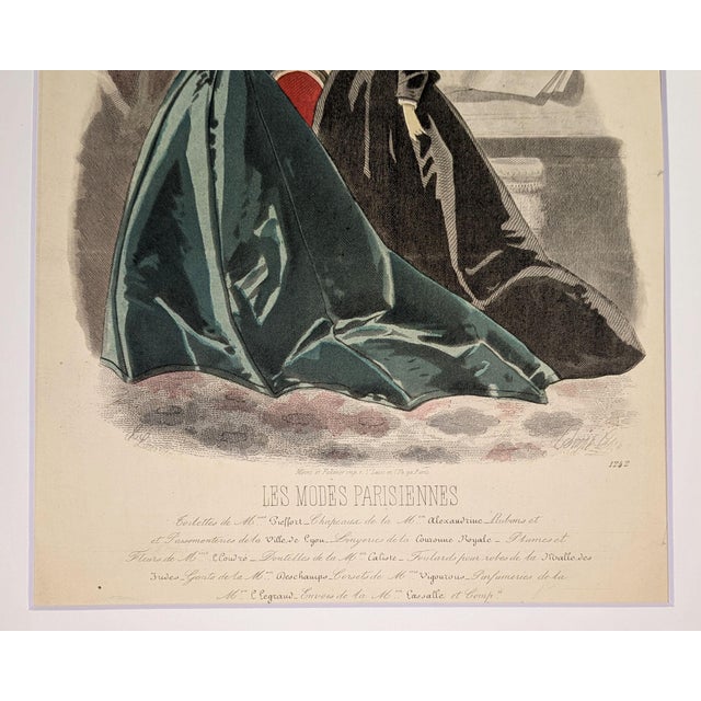 Les Modes Parisiennes | Hand-Colored Fashion Plate by Adèle-Anaïs Toudouze | C. 1866 For Sale - Image 4 of 4