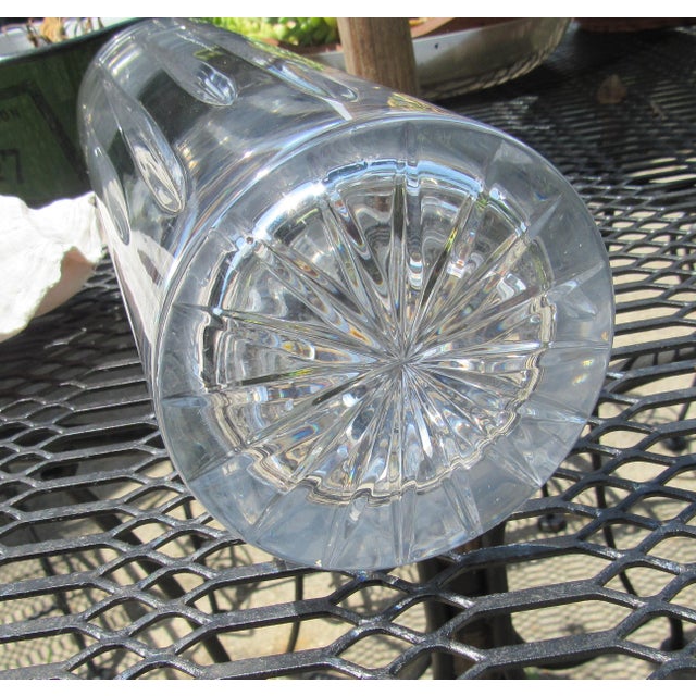 Mid 20th Century Mid 20th Century 12" Cylinder Shaped Cut Crystal Glass Vase For Sale - Image 5 of 13