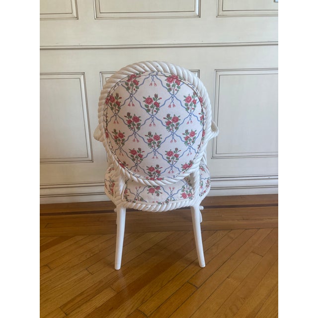 1950’s Hollywood Regency Hand Carved Rope and Tassel Armchair For Sale - Image 4 of 14