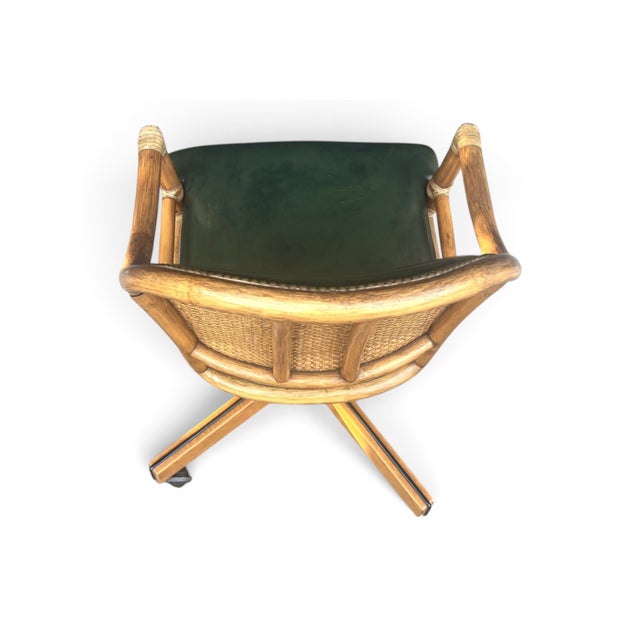 Vintage McGuire Louis XVI Swivel-Tilt Desk Chair in Green Leather For Sale - Image 15 of 18