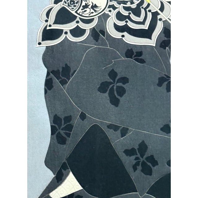 Framed Rare Japanese Woodblock Print Le Lotus Noir Chine by Paul Jacoulet For Sale - Image 12 of 16