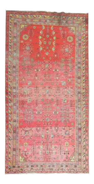 Worn 19th Century Antique Khotan Gallery Rug, 6'4'' X 12'8''