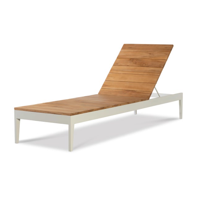 Century Furniture Poolside Metal/Teak Reclining Chaise Lng For Sale In Charlotte - Image 6 of 6