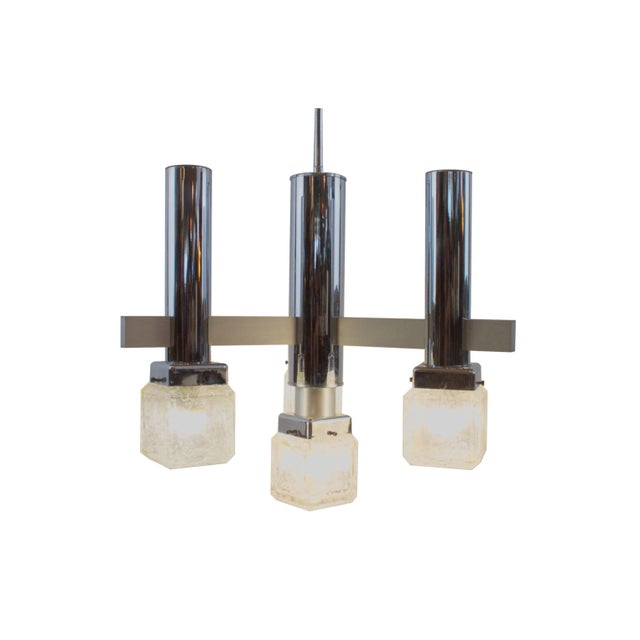 4-Light Chandelier with Pulegoso Glass Cubes in the Style of Sciolari, 1970s For Sale - Image 17 of 17