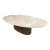 Large Faux Marble Pedestal Base Table With One Leaf For Sale