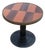 Vintage French Geometric Marquetry and Cast Iron Martini Side Table by Michel Postaire, 1980s For Sale
