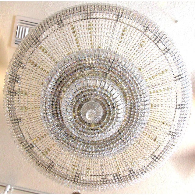 1990s Grand Schonbek 48" Diameter Petit Crystal Three Tier Flush Mount Chandelier For Sale - Image 12 of 15