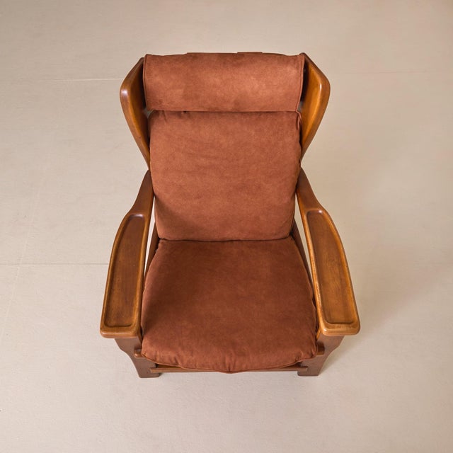 Italian Faux Suede Armchair Attributed to Percival Lafer, 1960s - 2 Available For Sale In Chicago - Image 6 of 11