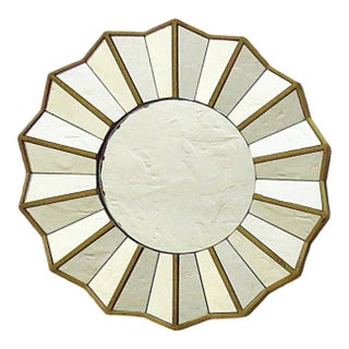 Petite Faceted Sunburst Starburst Glass Wall Mirror For Sale