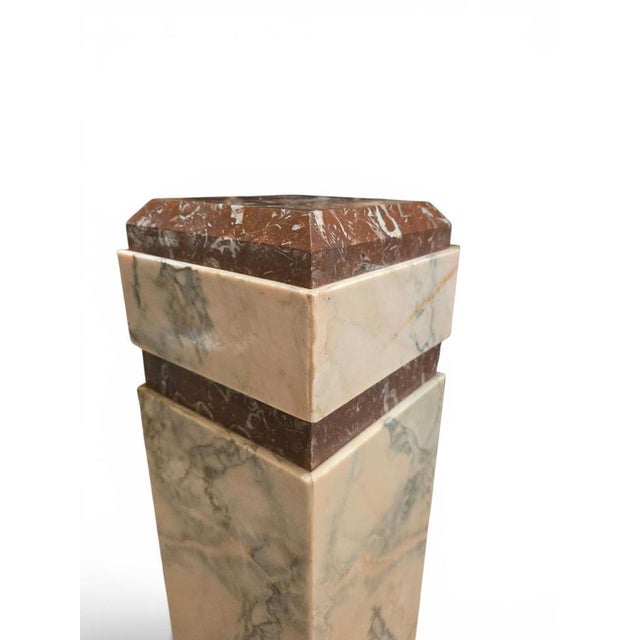 1920s Art Deco Pedestal in Red Marble, Early 20th Century For Sale - Image 5 of 13