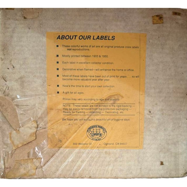 Paper Lot of Four Vintage 1900-1950 Original Fruit Crate Labels• Not Reproductions For Sale - Image 7 of 12