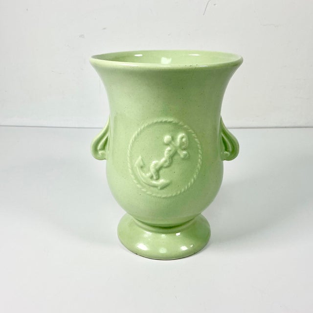 Early 20th C Antique Coastal Nautical Art Deco Anchor Roseville Craft Pottery Vase. For Sale - Image 13 of 15