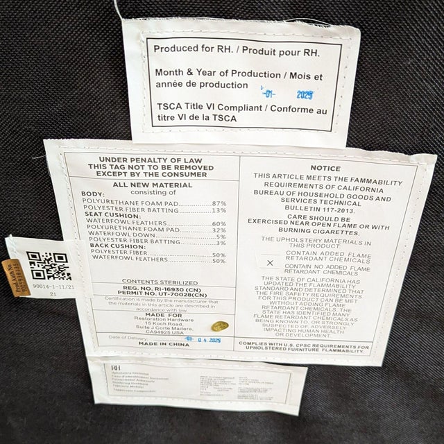 Textile Restoration Hardware Cloud Armless Sectional Chair For Sale - Image 7 of 7