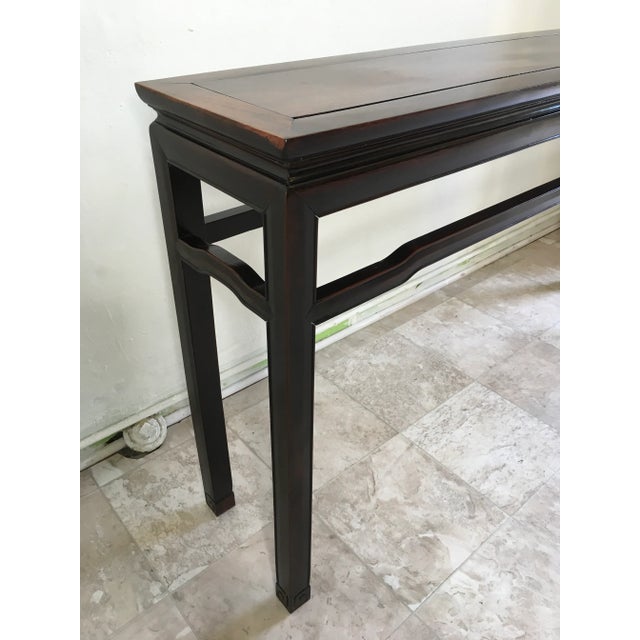 Early 20th Century Chinese Rosewood Console Table With Carved Spiral Details and Architectural Form For Sale - Image 5 of 11